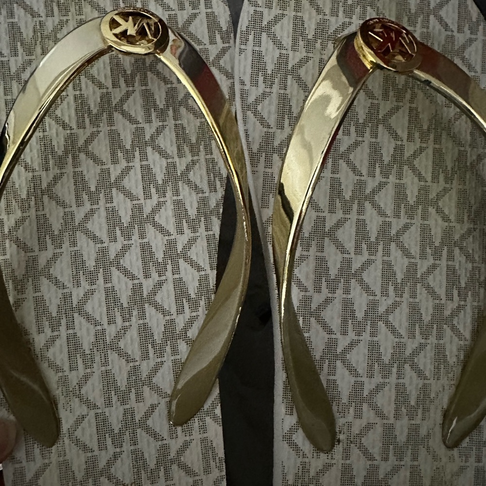 Michael Kors White and Gold Sandals